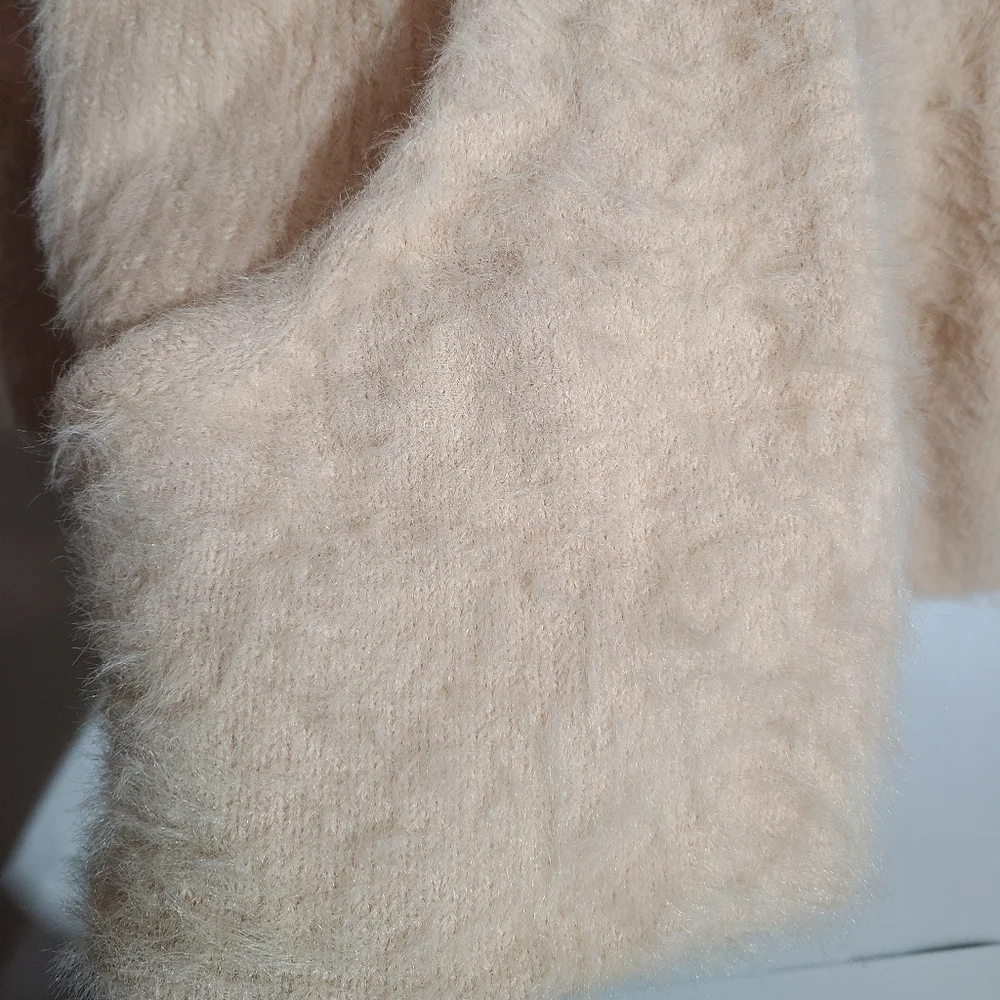 Knitted and knotted cardigan eyelash pocket long cozy sweater - Picture 8 of 16